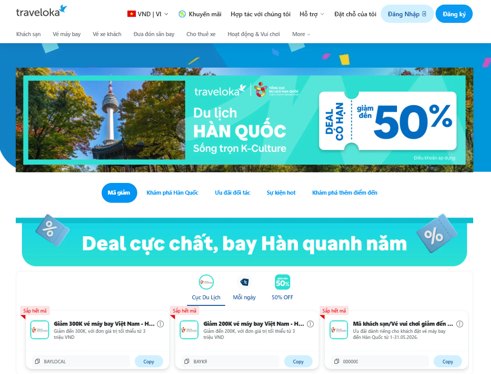 du lịch Hàn Quốc tiết kiệm trên Traveloka